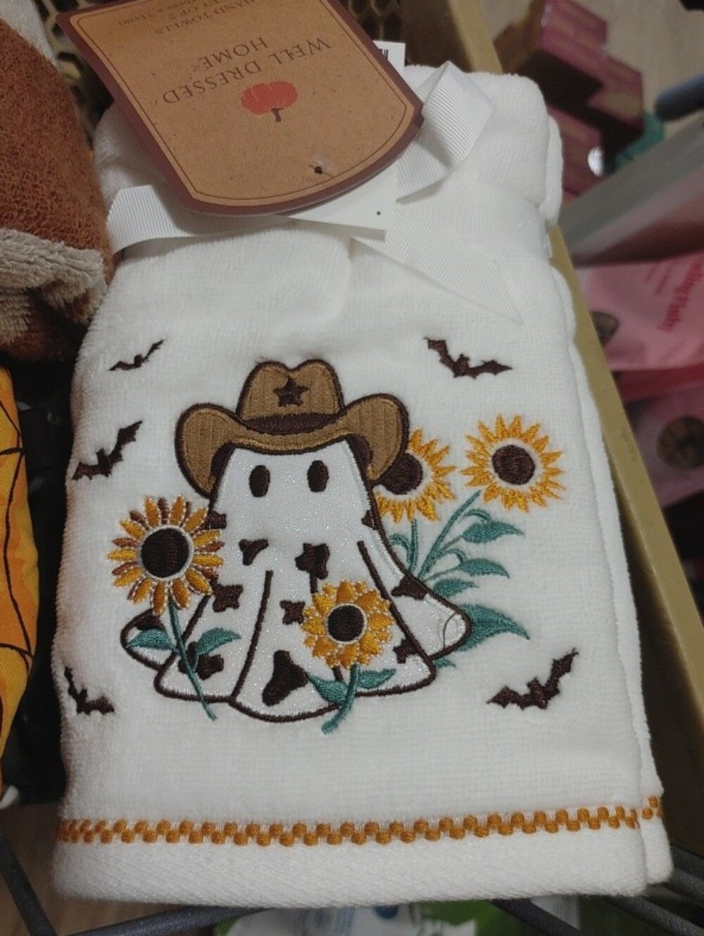 New Halloween Fall Ghost Western Hand Towels Bats Sunflowers Cowboy Cow Print